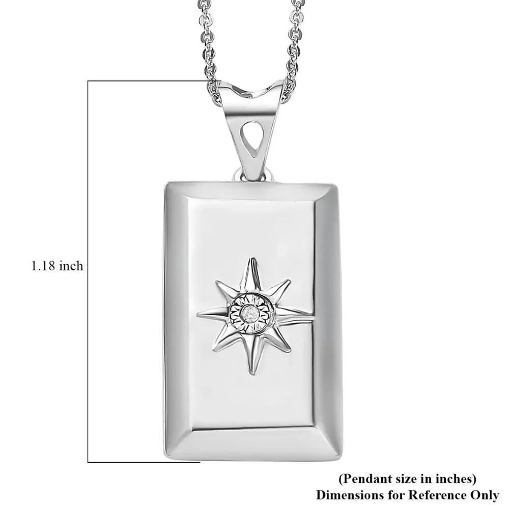 🔥Diamond Accent Bar Pendant Necklace 20 Inches in Platinum Over Sterling Silver